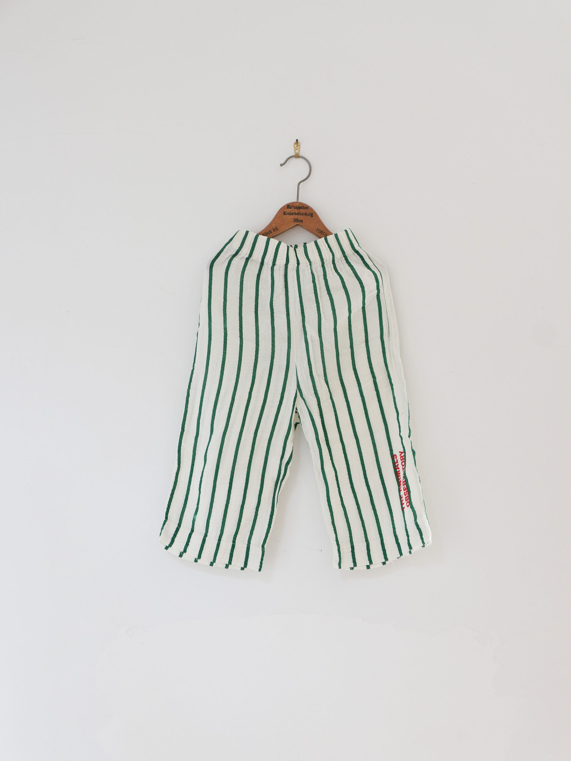 Green striped cotton pants