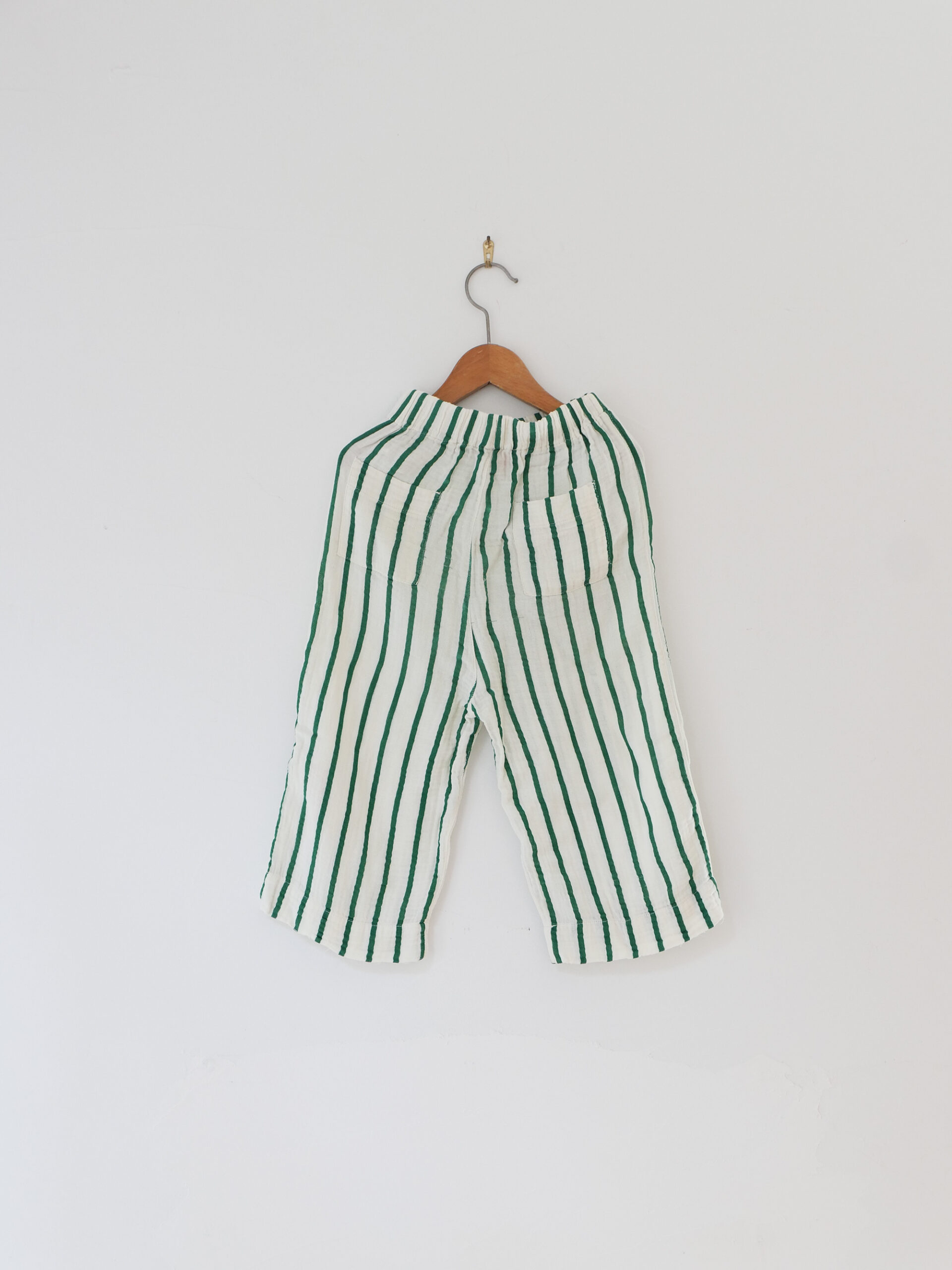Green striped cotton pants - 画像 (2)