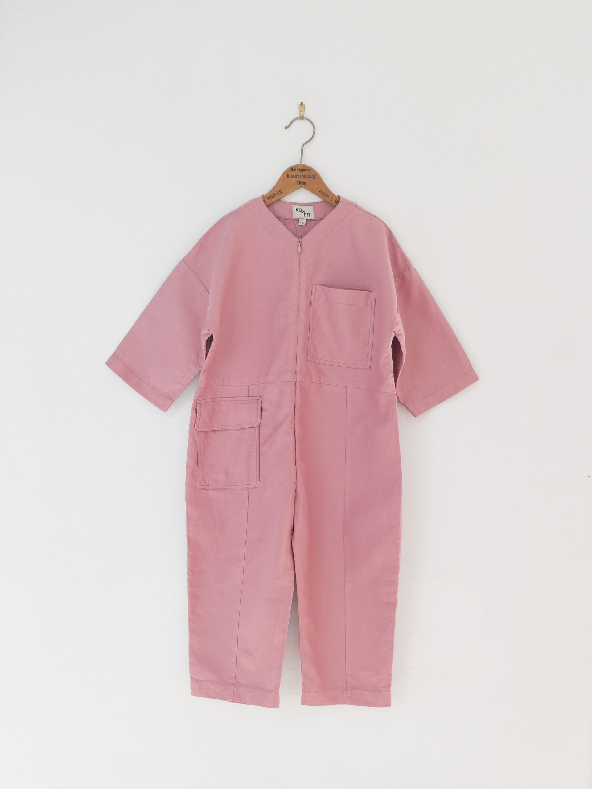 Pink kids denim jumpsuit