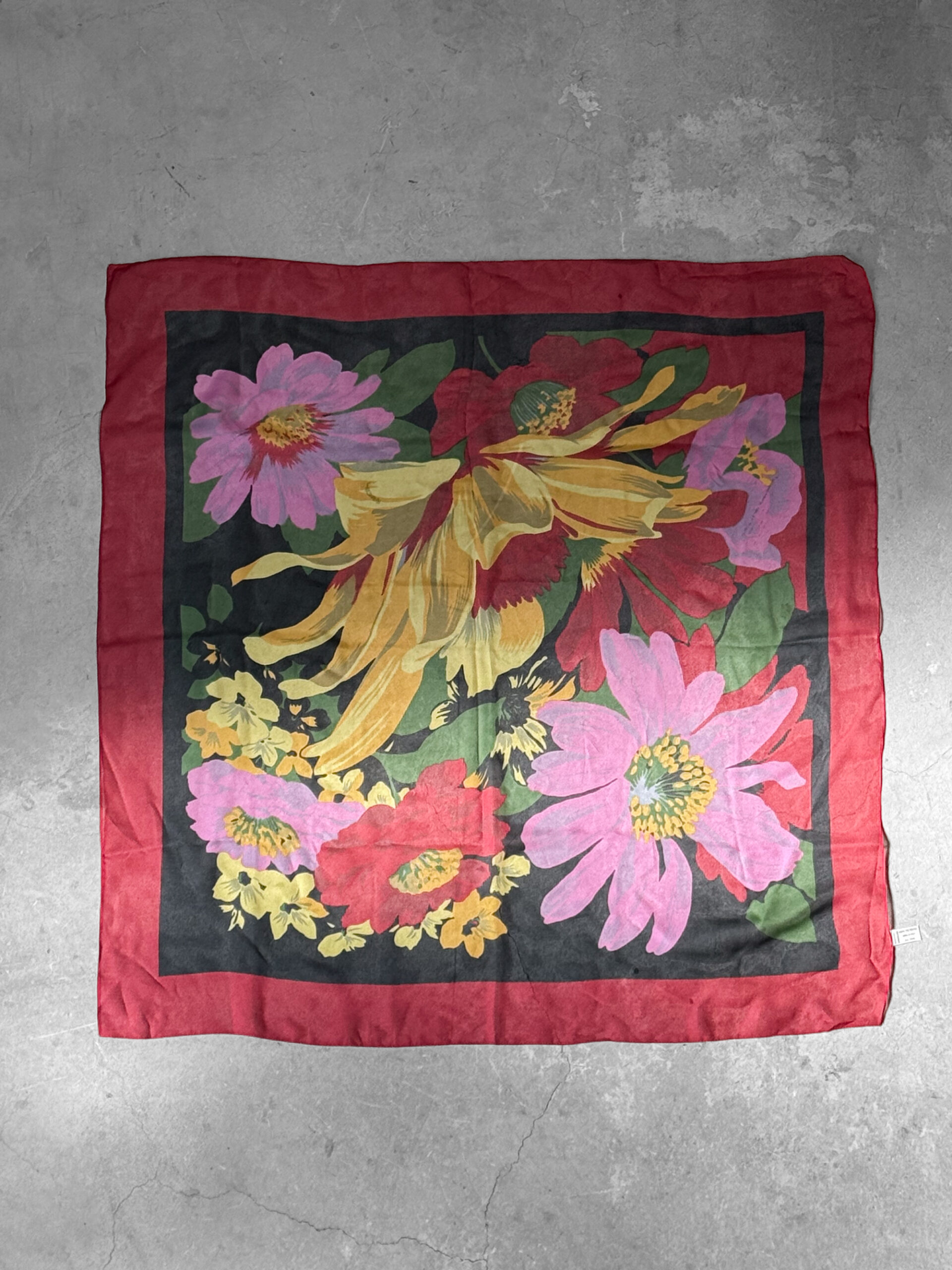 Red floral vintage scarf