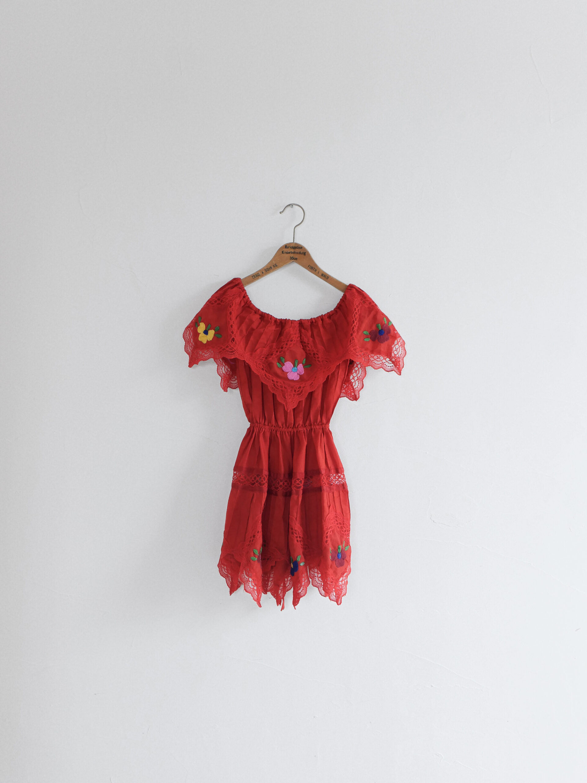Vintage kids red embroidered dress
