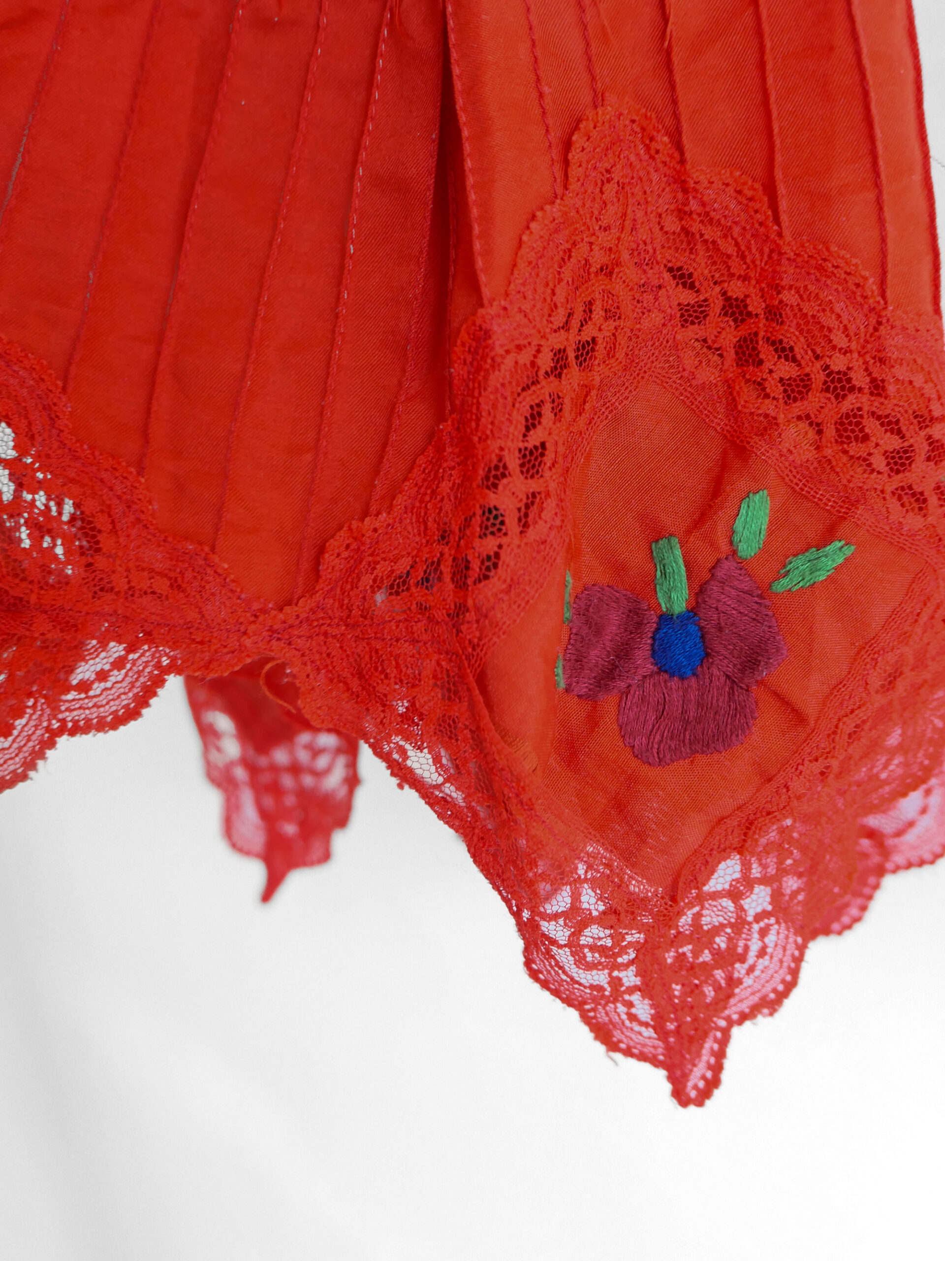 Vintage kids red embroidered dress - 画像 (4)