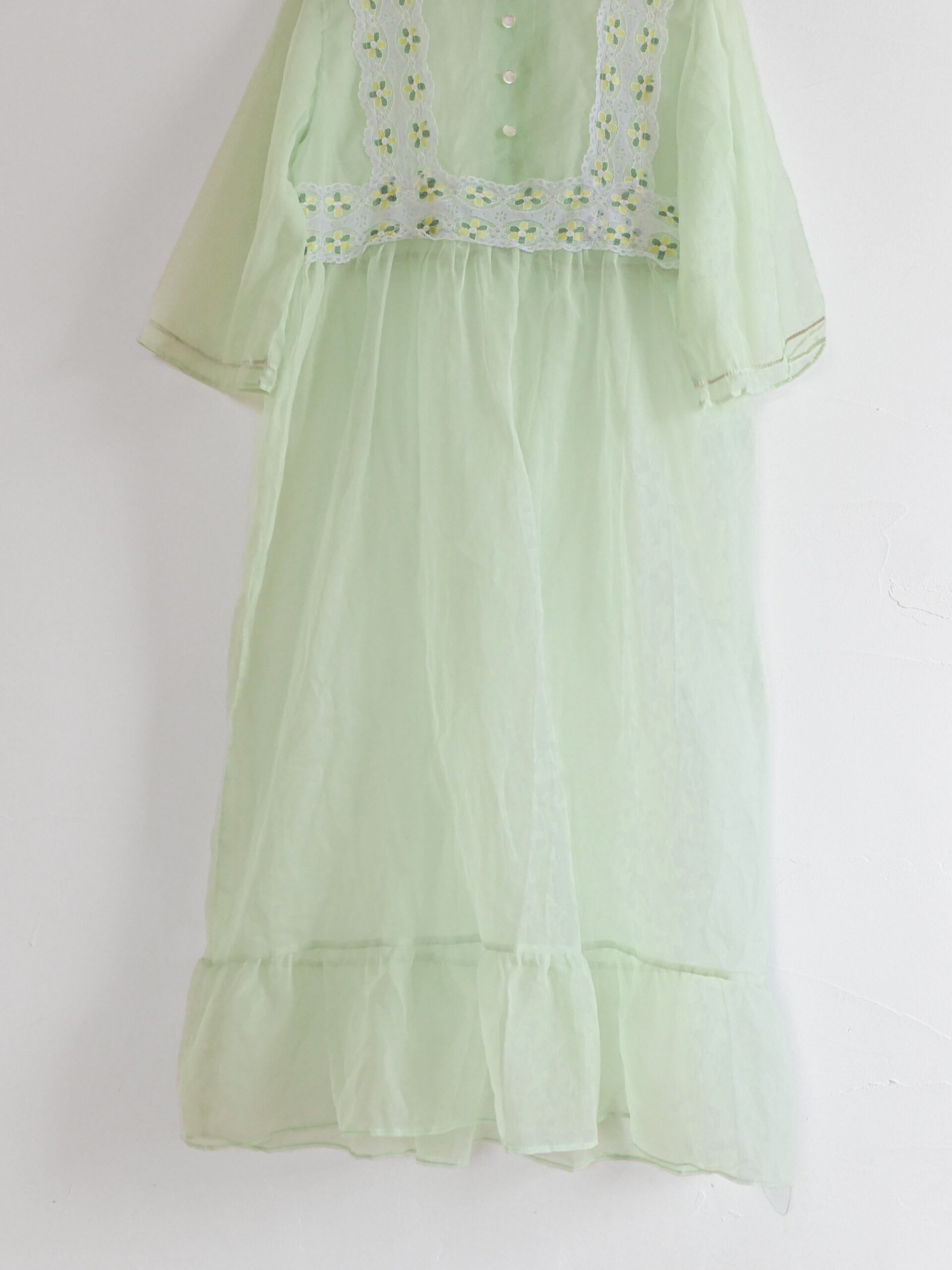 Vintage kids lime green lace dress - 画像 (5)