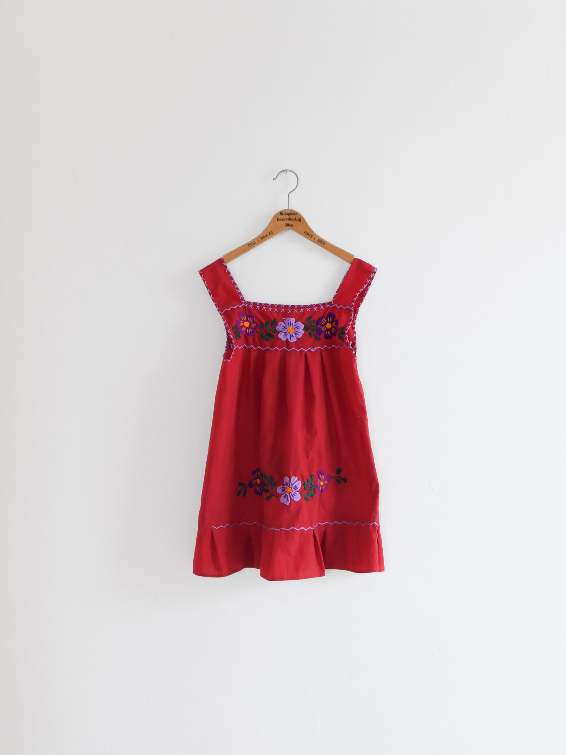 Vintage red floral embroidered dress