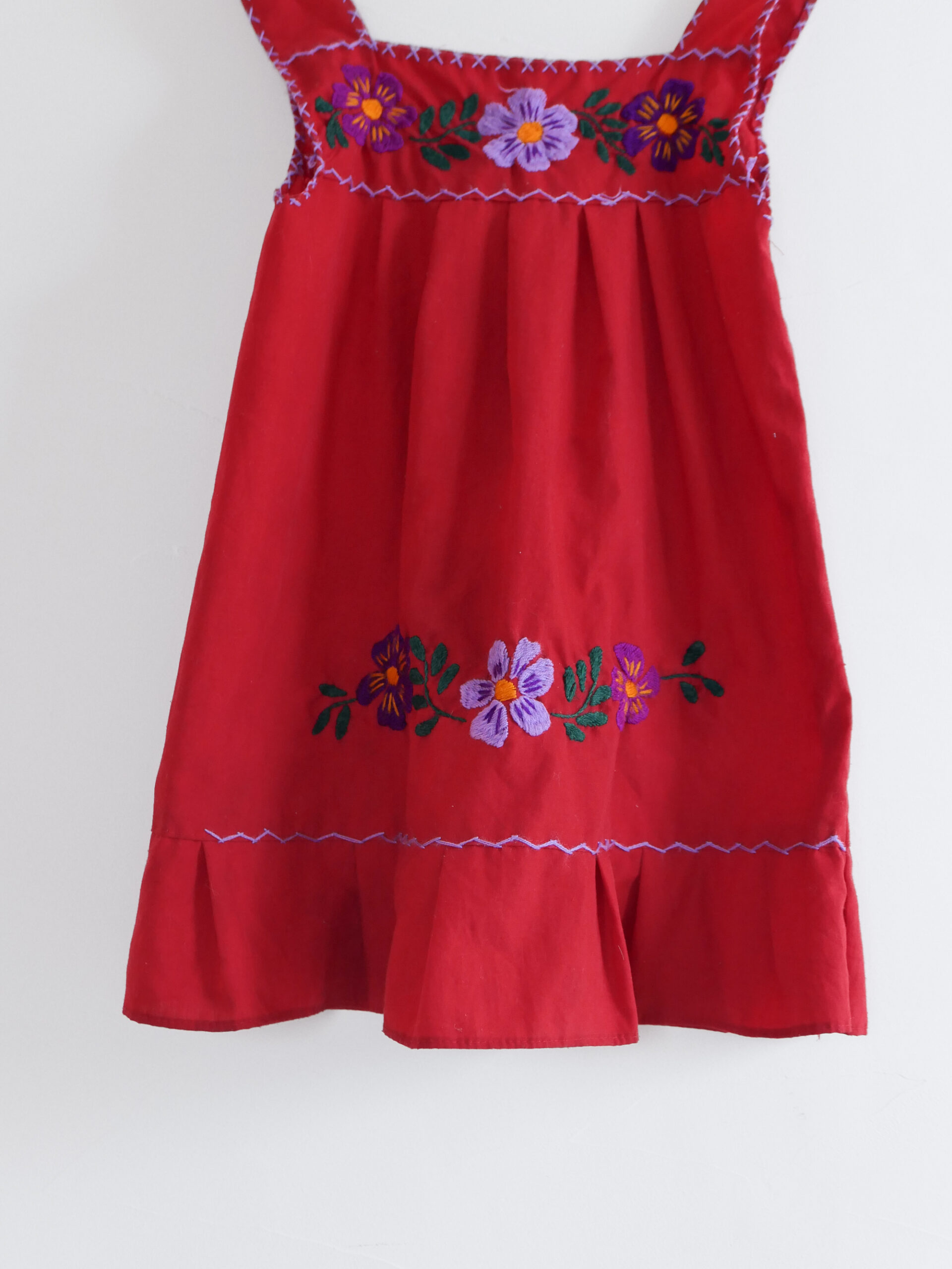 Vintage red floral embroidered dress - 画像 (3)
