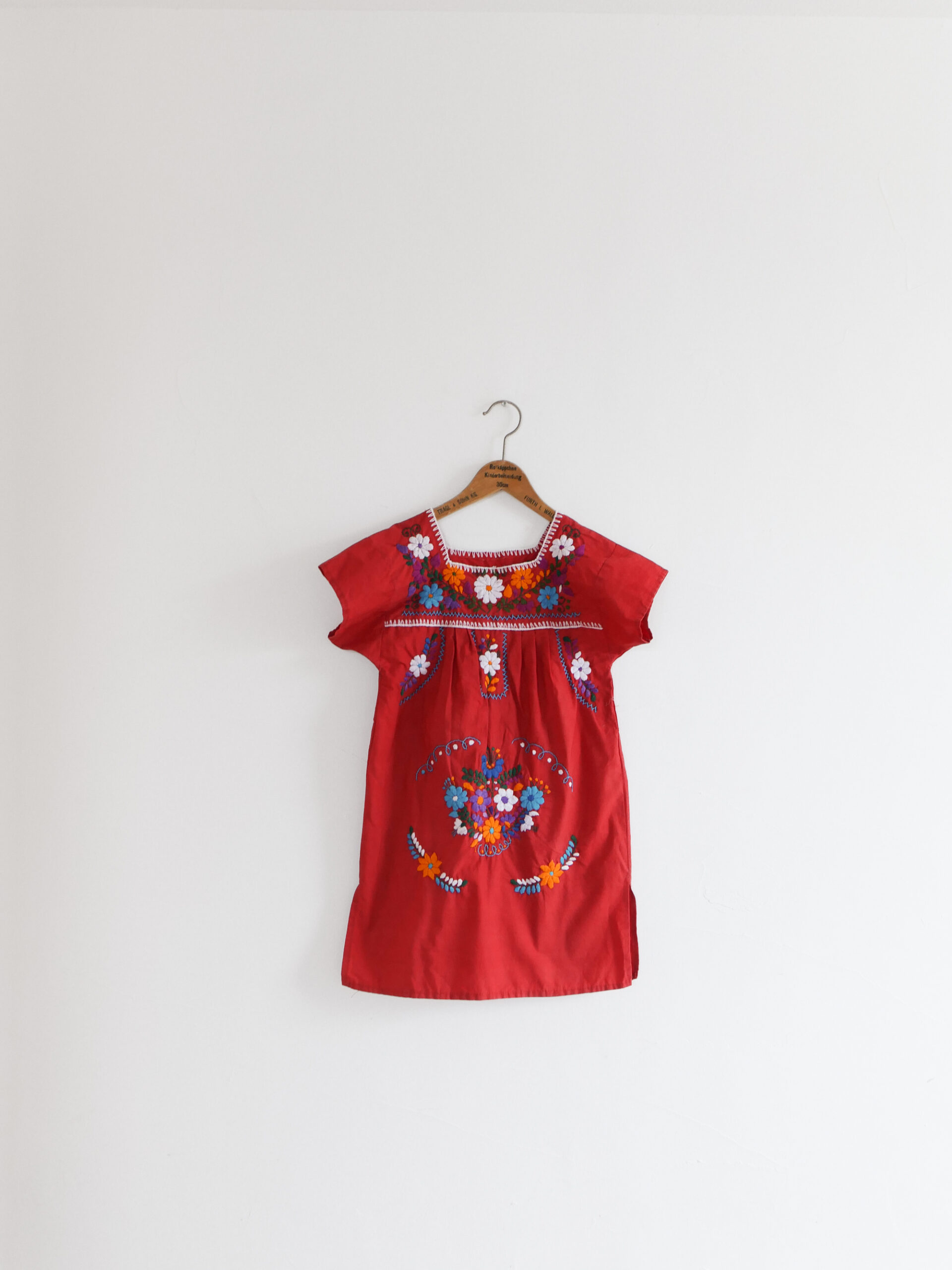 Folk embroidered red kids dress