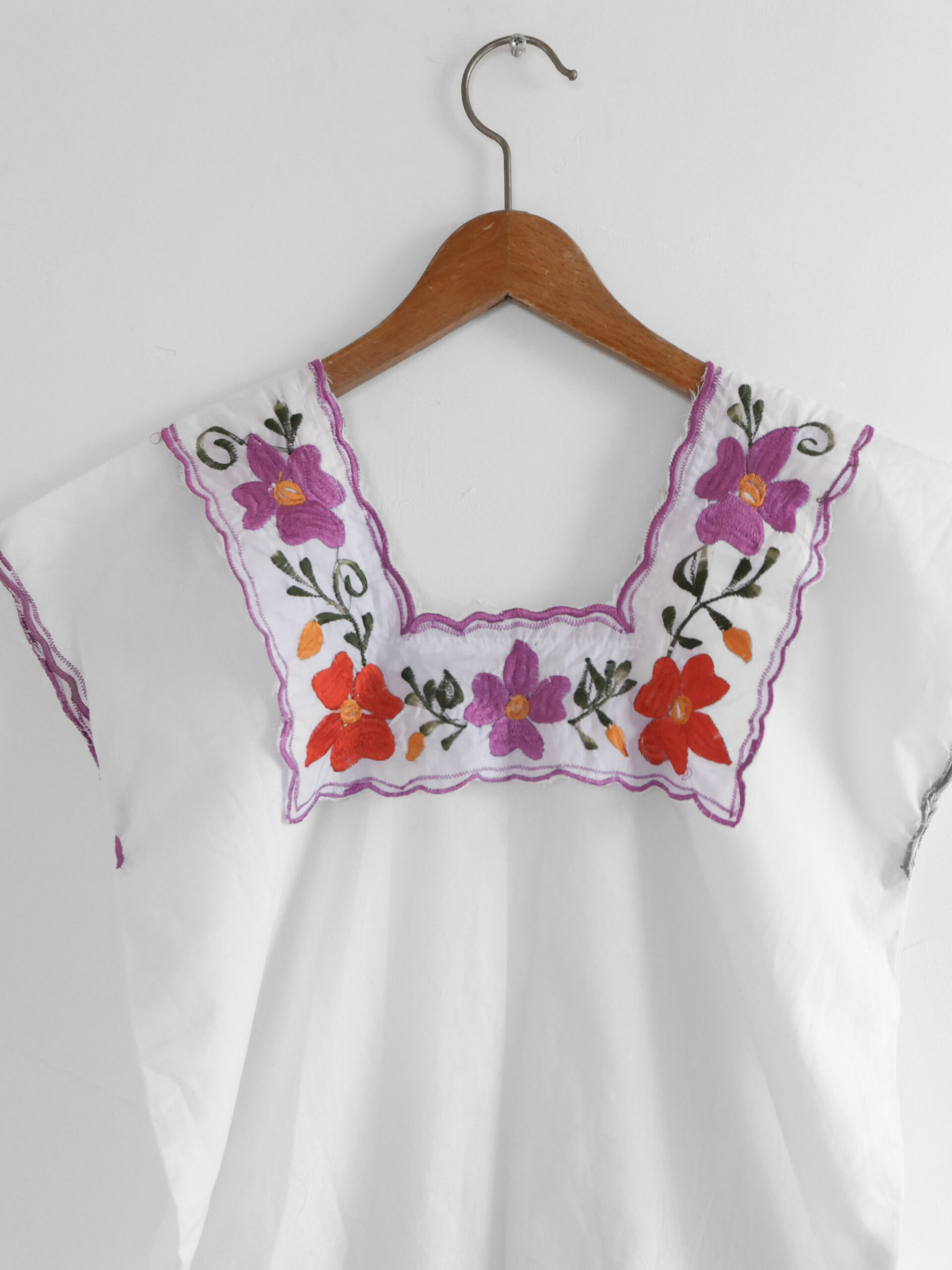 Vintage white folk embroidered tunic dress - 画像 (6)