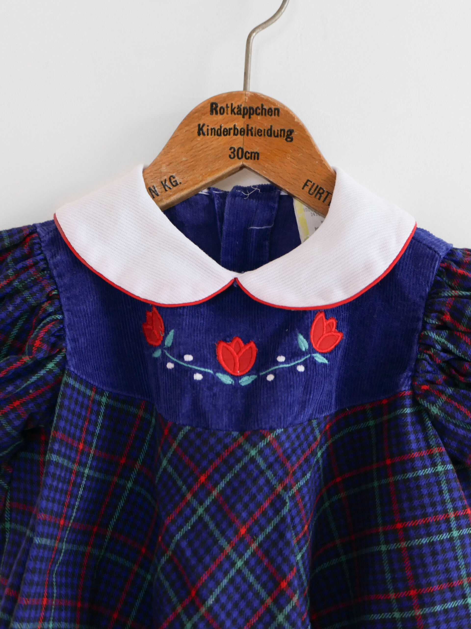 Vintage tulip embroidered plaid dress - 画像 (3)