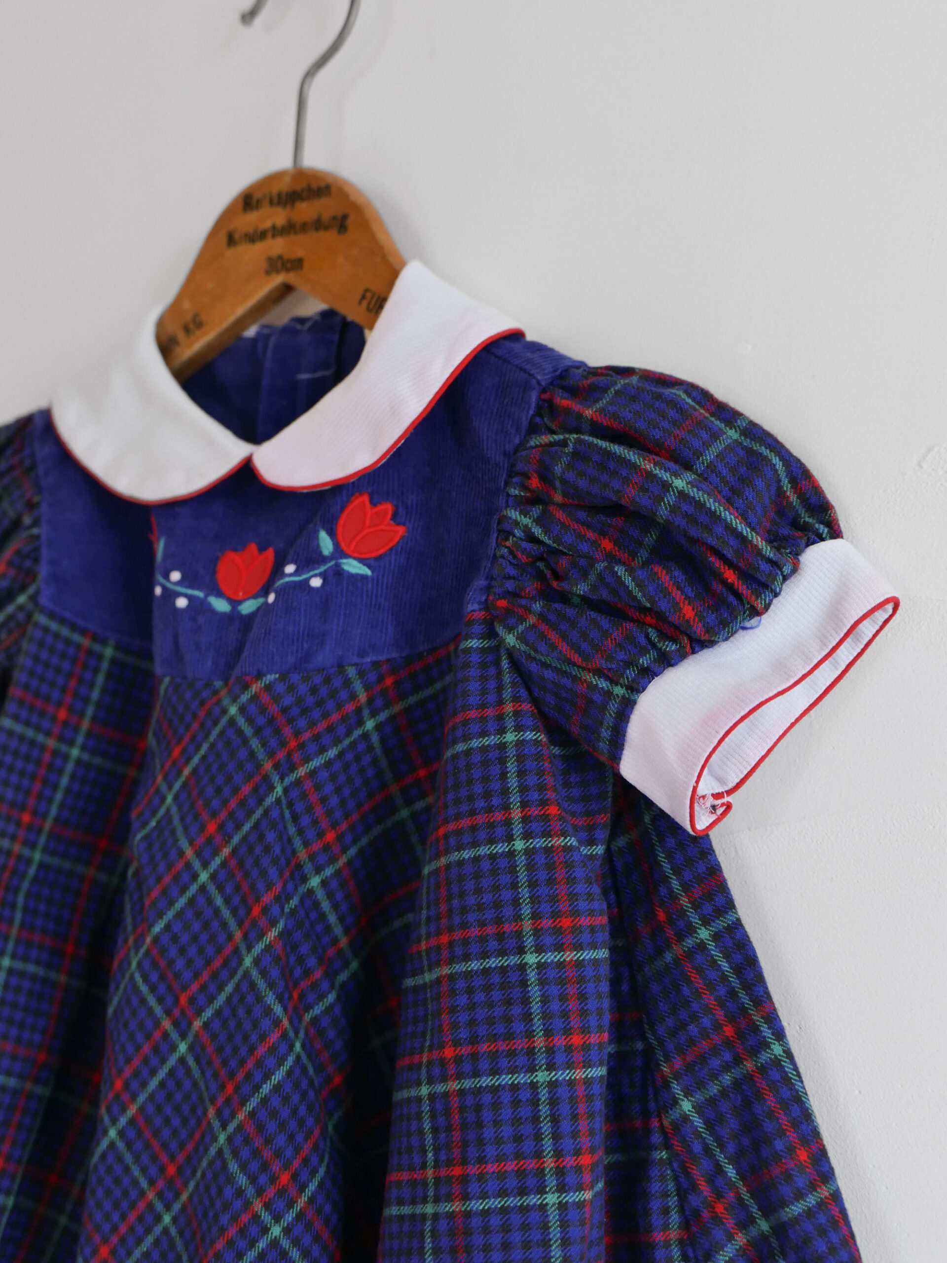Vintage tulip embroidered plaid dress - 画像 (4)