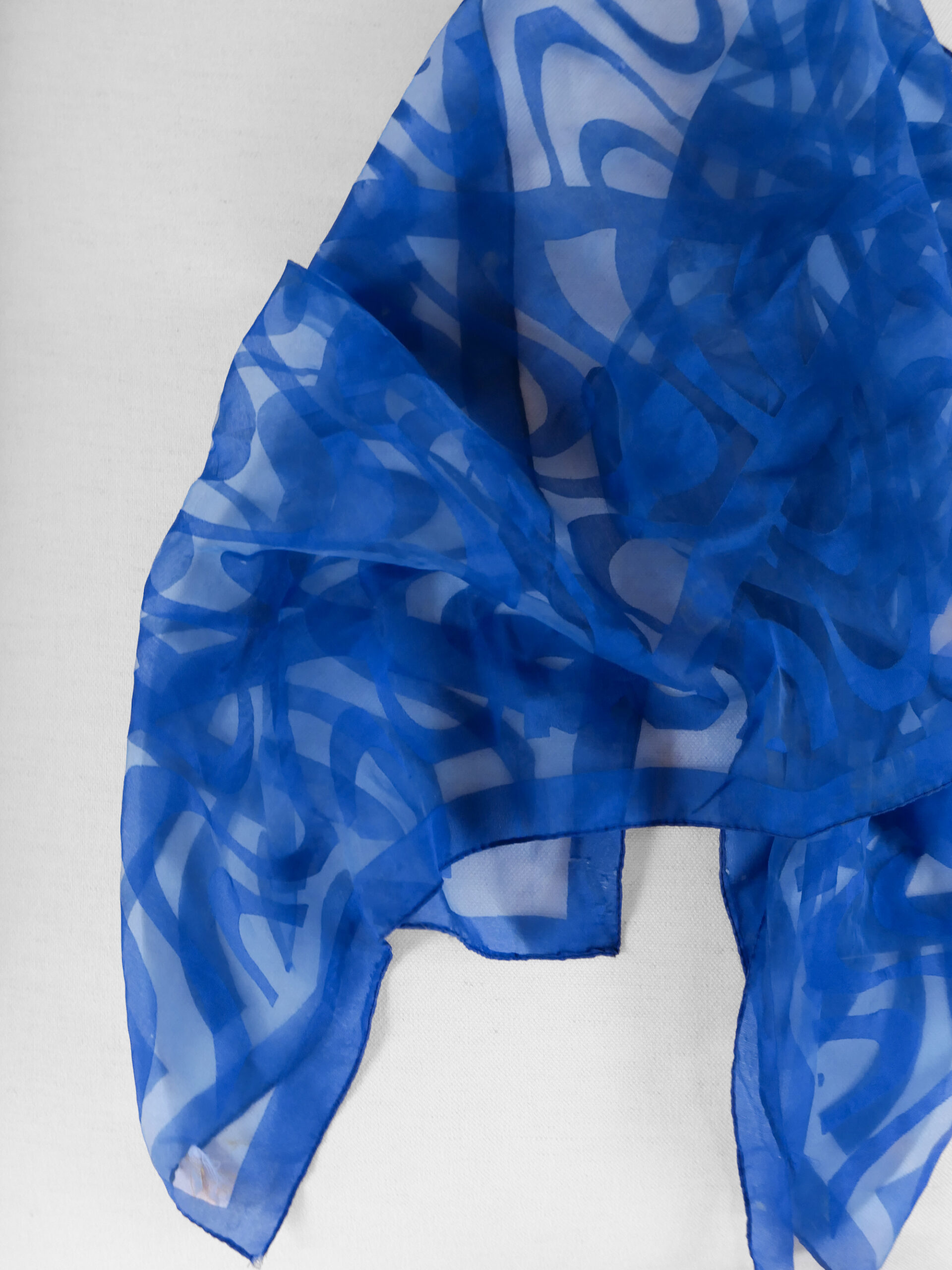 Blue wave pattern vintage scarf - 画像 (7)