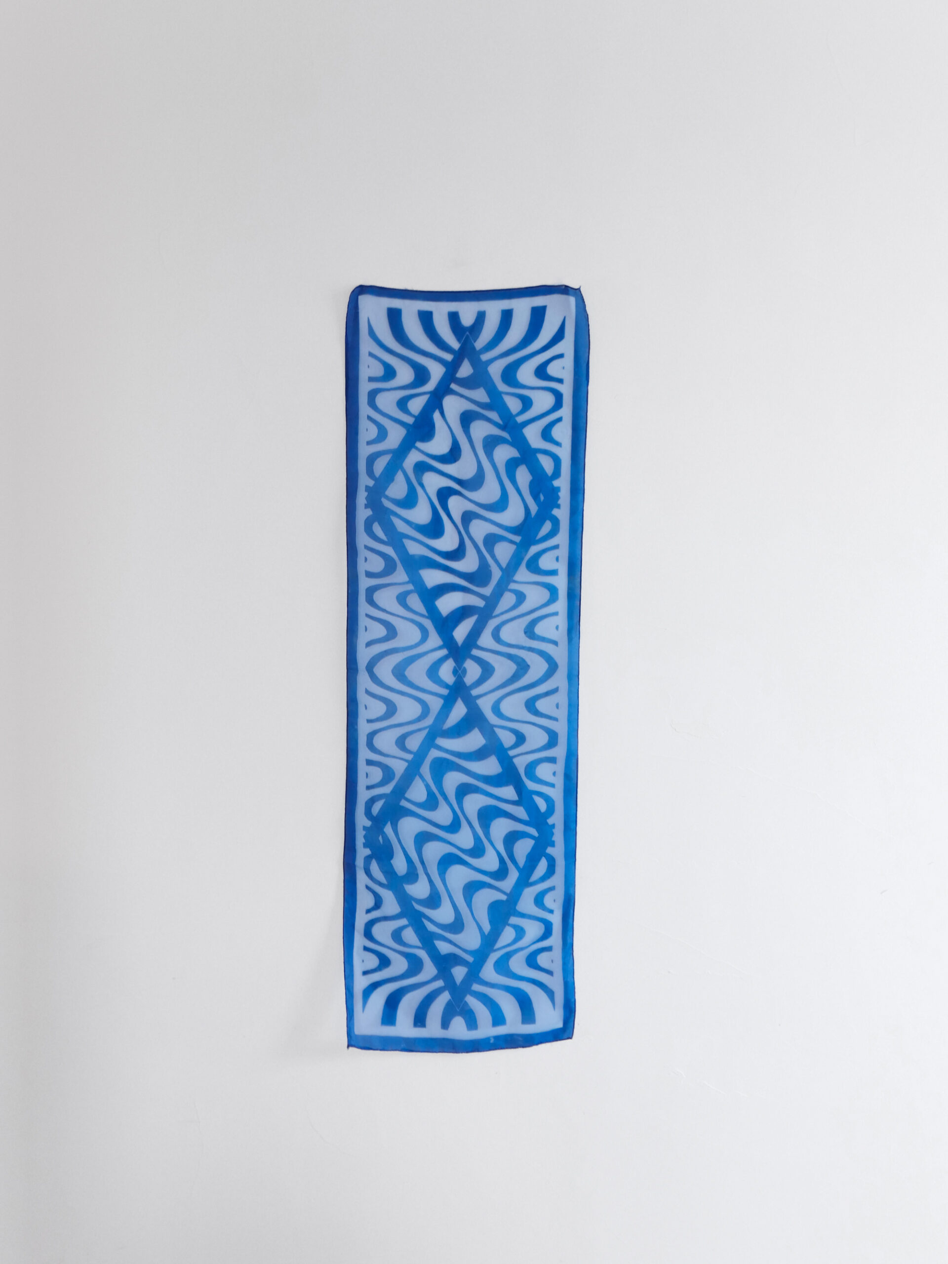Blue wave pattern vintage scarf