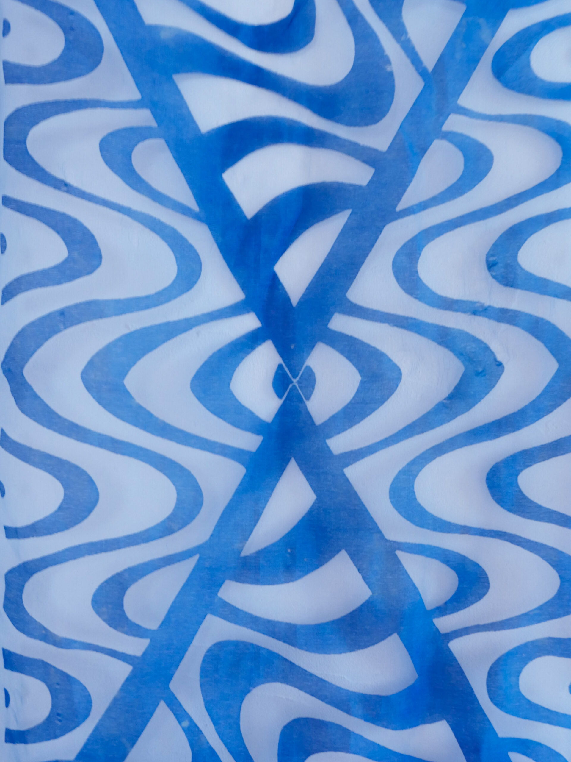 Blue wave pattern vintage scarf - 画像 (3)