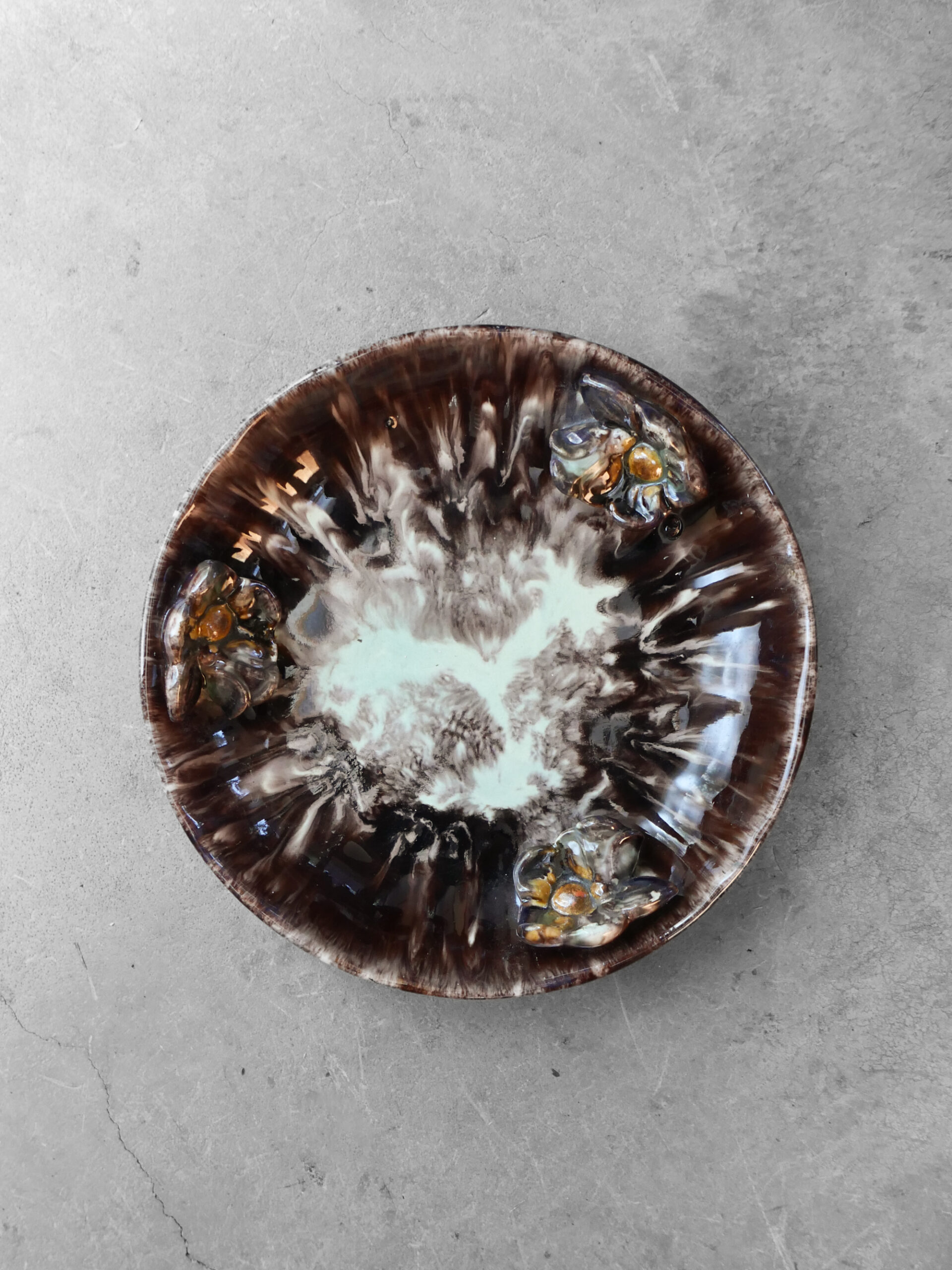 German vintage drip glaze fruit bowl
